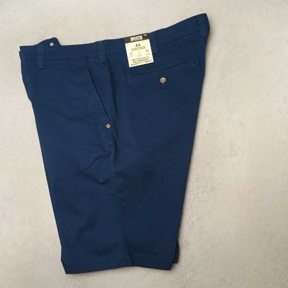 Duluth Trading Shorts Mens 44 Blue 11" Flex Ballroom Khaki Chino Relaxed Fit